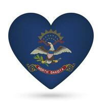 norte Dakota bandeira dentro coração forma. vetor ilustração.