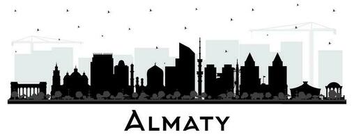 almaty Cazaquistão cidade Horizonte silhueta com Preto edifícios isolado em branco. vetor ilustração. almaty paisagem urbana com pontos de referência.