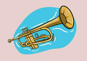 mão desenhado musical instrumento trombone. vetor plano ilustração.isolado em fundo. conceito ícones para clubes e conservatórios.