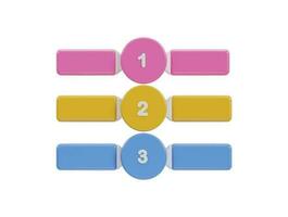 três colorida botões com a número do 1, 2 e 3 em eles vetor