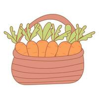 cesta cenoura dacha casa jardim lebre Coelho Páscoa ovos Caçando feriado. vetor ilustração