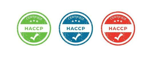 haccp verificado ícone definir. perigo análise crítico ao controle ponto ícones. certificado volta emblema vetor