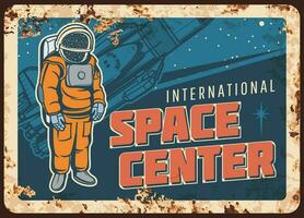 espaço Centro vetor oxidado prato com astronauta
