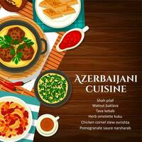 azerbaijani cozinha refeições desenho animado vetor poster