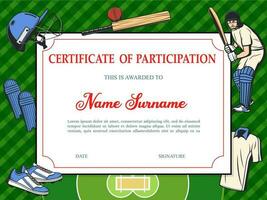 certificado do participação beisebol esporte vetor