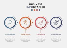 cronograma de modelo mínimo de infográficos de negócios com opções de 4 etapas e ícones de marketing vetor