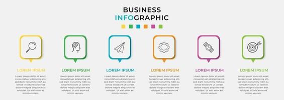 modelo de negócios de design de infográfico de vetor com ícones e 6 opções ou etapas