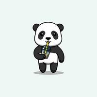 fofa panda desenho animado personagem bebendo copo do café. vetor ilustração.