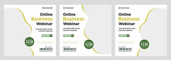 webinar ao vivo de marketing digital e postagem de mídia social corporativa ou banner de modelo vetor