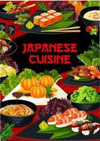 japonês Comida restaurante cardápio cobrir vetor página