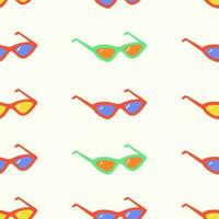 retro desatado padronizar com oculos de sol em Sombrio fundo. mão desenhado minimalismo vetor ilustração para à moda cobrir, casos, tropical papel de parede, impressões, invólucro, têxtil