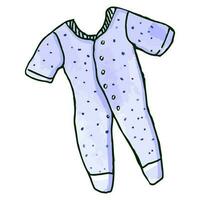 fofa desenhado à mão aguarela Projeto do bebê com estalar fixadores. bebê peça única roupa de dormir isolado dentro rabisco estilo. vetor