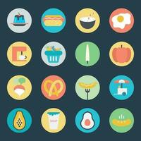 conjunto do saudável refeições plano estilo ícones vetor