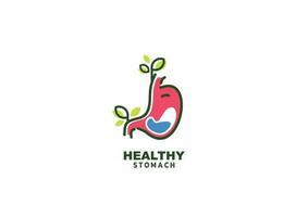 estômago logotipo vetor ícone ilustração com saudável amor e verde plantar
