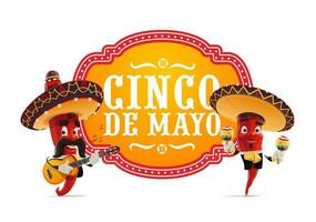 cinco de maionese vetor ícone com mariachi Jalapenos