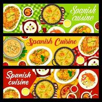 espanhol cozinha, Espanha Comida vetor faixas conjunto