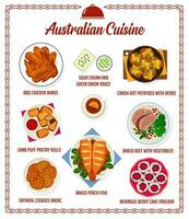australiano cozinha vetor cardápio, Austrália Comida