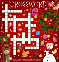 Natal palavras cruzadas enigma jogo, feriado desenho animado vetor