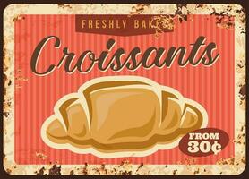 croissant, padaria pastelaria metal oxidado prato preço vetor