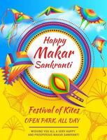 feliz Makar Sankranti festival, aberto festa poster vetor