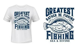 pescaria e mergulho camiseta impressão com linguado vetor