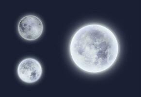 cheio lua dentro noite céu com 3d detalhado superfície vetor