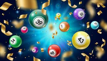 loteria bolas 3d vetor Bingo, lotto ou keno jogos