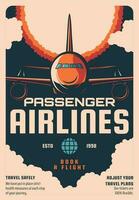 passageiro companhias aéreas reserva serviço retro poster vetor