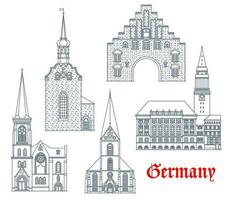 Alemanha ponto de referência edifícios ícones, kiel, Flensburg vetor