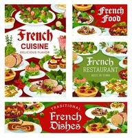 França cozinha vetor francês refeições, pratos cartazes