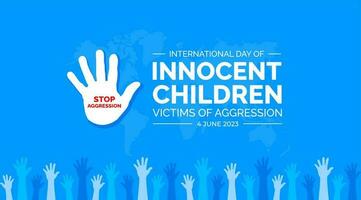 internacional dia do inocente crianças vítimas do agressão fundo ou bandeira Projeto modelo azul e branco cor único mão forma. vetor