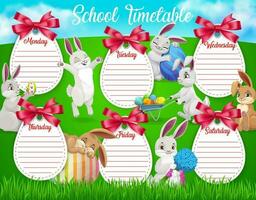 Educação escola calendário desenho animado Páscoa coelhos vetor
