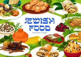 judaico Comida vetor poster com israelita refeições