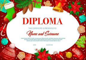 crianças diploma vetor modelo com Natal coisas