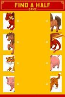 crianças encontrar certo metade jogos com China zodíaco animal vetor