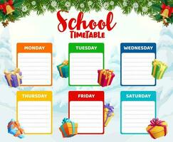 escola calendário modelo com Natal presentes vetor