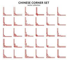 chinês vermelho quadro, Armação cantos e oriental divisores vetor