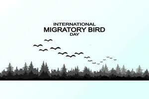 mundo migratório pássaro dia poster modelo vetor estoque