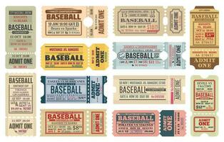 vintage bilhetes em beisebol jogos vetor modelos