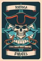 piratas heráldico poster, camiseta impressão alegre Roger vetor