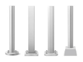 metal aço postes e pilares realista vetor conjunto