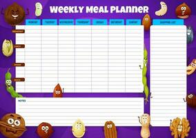 semanal refeição planejador, vetor Comida plano para semana