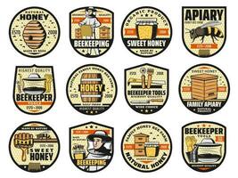 querida e apicultura Fazenda isolado vetor ícones