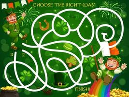 crianças Labirinto jogos com st patricks dia Leprechauns vetor