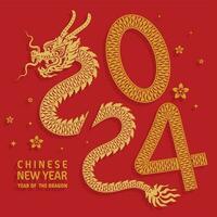 feliz chinês Novo ano 2024 ano do a chinês Dragão zodíaco vetor