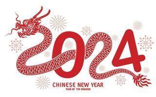 feliz chinês Novo ano 2024 ano do a chinês Dragão zodíaco vetor