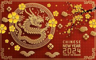 feliz chinês Novo ano 2024 ano do a chinês Dragão zodíaco vetor