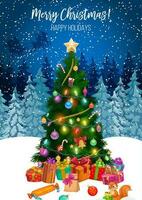 presentes debaixo Natal árvore, alegre natal feriado vetor