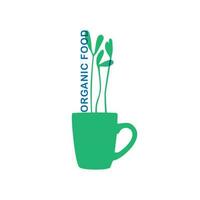 orgânico Comida. microgreen rótulo. logotipo para a Produção do uma plantar produtos. vegetariano alimentos. vetor