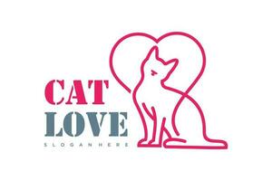 gato amor logo.cat logotipo. animal fazer compras logotipo conceito. animal Cuidado logotipo conceito. animal vetor ilustração